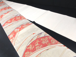 Fukuro Obi Gold White Crane Birds Silk BB135W8