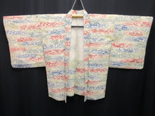 Load image into Gallery viewer, Haori Jacket Vintage(1950-1980) Cream white Maple Leaf Camellia Silk #7616H4
