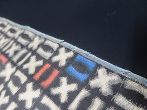 MKF#138 Silk Kimono Fabric Vintage(1920-1950) Meisen White Black 63.8x13.4in(162x34cm)