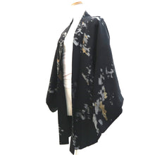 Load image into Gallery viewer, Haori Jacket Vintage(1950-1980) Black Silver Gold Abstract art Silk #9571H3
