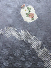 Load image into Gallery viewer, Kimono Blueish Gray Shibori Embroidery Tall Silk #8252B5
