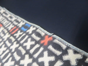 MKF#138 Silk Kimono Fabric Vintage(1920-1950) Meisen White Black 63.8x13.4in(162x34cm)