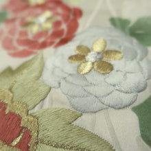 Load image into Gallery viewer, KK1356B7 Silk Kimono Fabric Vintage(1920-1950) Embroidery Pearl white 39.8x13.4in(101x34cm)
