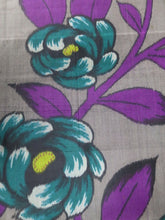 Load image into Gallery viewer, MKF#205 Silk Kimono Fabric Vintage(1920-1950) Meisen Flower Gray 52.4x13.8in(133x35cm)
