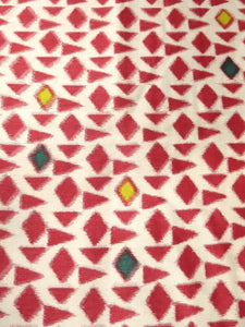 MBFd#46A Silk Kimono Fabric Vintage(1920-1950) Meisen Cream white Red 43.3x12.6in(110x32cm)