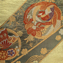 Load image into Gallery viewer, Fukuro Obi Vintage(1950-1980) Gold Phoenix Butterfly Silk BB188V1
