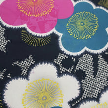 Load image into Gallery viewer, KK1075B2 Silk Kimono Fabric Vintage(1920-1950) Plum blossom Black 55.5x12.6in(141x32cm)
