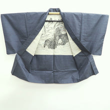 Load image into Gallery viewer, Men&#39;s Haori Vintage(1950-1980) Blue Black Landscape Silk #9389G1
