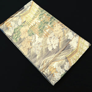 Fukuro Obi Vintage(1950-1980) Gold Kiyomizu Temple Kyoto Landscape Silk BB228V3