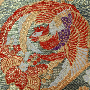 Fukuro Obi Vintage(1950-1980) Gold Phoenix Butterfly Silk BB188V1