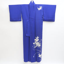 Load image into Gallery viewer, Kimono Blue Fully Embroidered Chrysanthemum Peony Silk #9362F5
