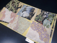 Load image into Gallery viewer, Fukuro Obi Vintage(1950-1980) Light Yellow brown Gold Black Crane Birds Silk BB96W6
