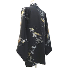 Load image into Gallery viewer, Haori Jacket Vintage(1950-1980) Black Silver Gold Abstract art Silk #9571H3
