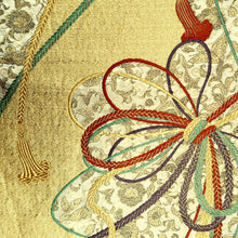 Load image into Gallery viewer, Fukuro Obi Gold Silver Kusudama Butterfly Flower Silk BB213V3
