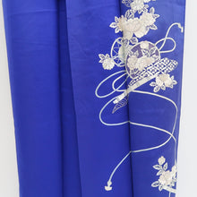 Load image into Gallery viewer, Kimono Blue Fully Embroidered Chrysanthemum Peony Silk #9362F5
