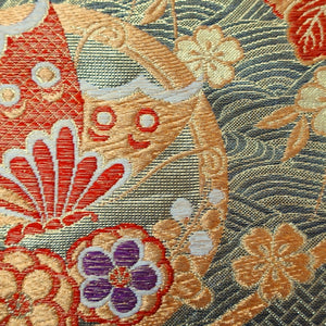 Fukuro Obi Vintage(1950-1980) Gold Phoenix Butterfly Silk BB188V1