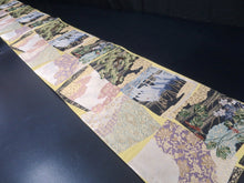 Load image into Gallery viewer, Fukuro Obi Vintage(1950-1980) Light Yellow brown Gold Black Crane Birds Silk BB96W6
