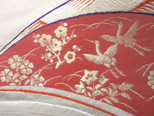 Load image into Gallery viewer, Fukuro Obi Gold White Crane Birds Silk BB135W8
