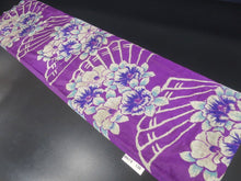 Load image into Gallery viewer, MKF#139 Silk Kimono Fabric Vintage(1920-1950) Meisen Flower Purple 50.0x13.0in(127x33cm)
