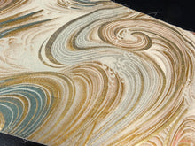 Load image into Gallery viewer, BB8321AE Silk Obi Fabric Vintage(1950-1980) Wave Gold Silver 91.7x11.4in(233x29cm)
