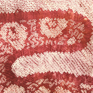 Haori Jacket Vintage(1950-1980) Red Full Shibori Bellflower Cloud Silk #9439G3