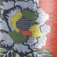 Load image into Gallery viewer, Haori Jacket Vintage(1920-1950) Light Yellow Light Brown Peony Meisen Long Silk #8850B1
