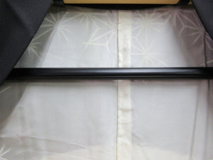 Haori Jacket Vintage(1950-1980) Black Bellflower Tsuzumi Silk #7644J1