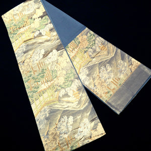 Fukuro Obi Vintage(1950-1980) Gold Kiyomizu Temple Kyoto Landscape Silk BB228V3