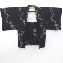 Load image into Gallery viewer, Haori Jacket Vintage(1950-1980) Black Silver Gold Abstract art Silk #9571H3
