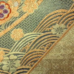 Fukuro Obi Vintage(1950-1980) Gold Phoenix Butterfly Silk BB188V1