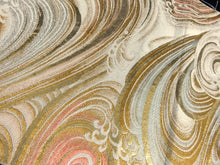 Load image into Gallery viewer, BB8321AE Silk Obi Fabric Vintage(1950-1980) Wave Gold Silver 91.7x11.4in(233x29cm)
