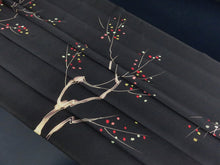 Load image into Gallery viewer, KK784A7 Silk Kimono Fabric Vintage(1950-1980) Abstract Plum Blossom Black 72.8x11.8in(185x30cm)
