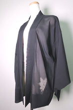 Load image into Gallery viewer, Haori Jacket Vintage(1950-1980) Black See-Through Maple Leaf Silk #8761A1
