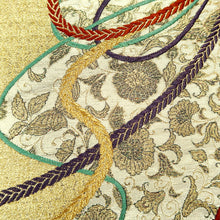 Load image into Gallery viewer, Fukuro Obi Gold Silver Kusudama Butterfly Flower Silk BB213V3
