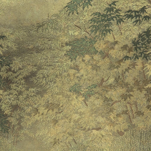 Fukuro Obi Gold Green Bamboo Landscape Silk BB242V4