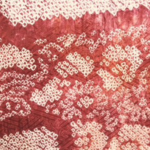 Haori Jacket Vintage(1950-1980) Red Full Shibori Bellflower Cloud Silk #9439G3