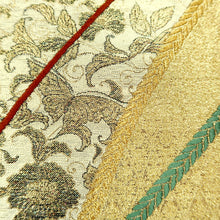Load image into Gallery viewer, Fukuro Obi Gold Silver Kusudama Butterfly Flower Silk BB213V3
