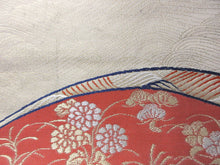 Load image into Gallery viewer, Fukuro Obi Gold White Crane Birds Silk BB135W8
