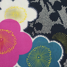 Load image into Gallery viewer, KK1076B2 Silk Kimono Fabric Vintage(1920-1950) Plum blossom Black 56.3x12.6in(143x32cm)
