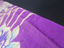 Load image into Gallery viewer, MKF#139 Silk Kimono Fabric Vintage(1920-1950) Meisen Flower Purple 50.0x13.0in(127x33cm)
