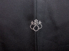 Load image into Gallery viewer, Haori Jacket Vintage(1950-1980) Black Bellflower Tsuzumi Silk #7644J1
