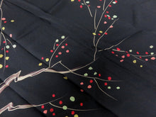 Load image into Gallery viewer, KK784A7 Silk Kimono Fabric Vintage(1950-1980) Abstract Plum Blossom Black 72.8x11.8in(185x30cm)
