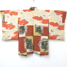 Load image into Gallery viewer, Haori Jacket Vintage(1920-1950) Light Yellow Light Brown Peony Meisen Long Silk #8850B1

