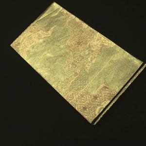 Fukuro Obi Vintage(1950-1980) Gold Flower Crane Birds Michinagadori Silk BB189V1