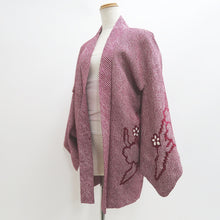Load image into Gallery viewer, Haori Jacket Vintage(1950-1980) Magenta Full Shibori Plum blossom Silk #9440G3
