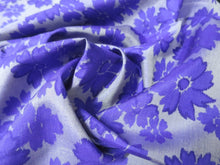 Load image into Gallery viewer, MKF#49 Silk Kimono Fabric Vintage(1920-1950) Meisen Flower Purple 43.3x11.8in(110x30cm)

