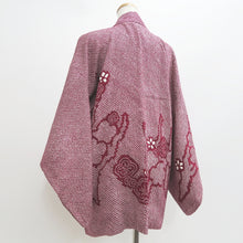 Load image into Gallery viewer, Haori Jacket Vintage(1950-1980) Magenta Full Shibori Plum blossom Silk #9440G3
