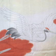 Load image into Gallery viewer, Haori Jacket Vintage(1920-1950) Light Yellow Light Brown Peony Meisen Long Silk #8850B1
