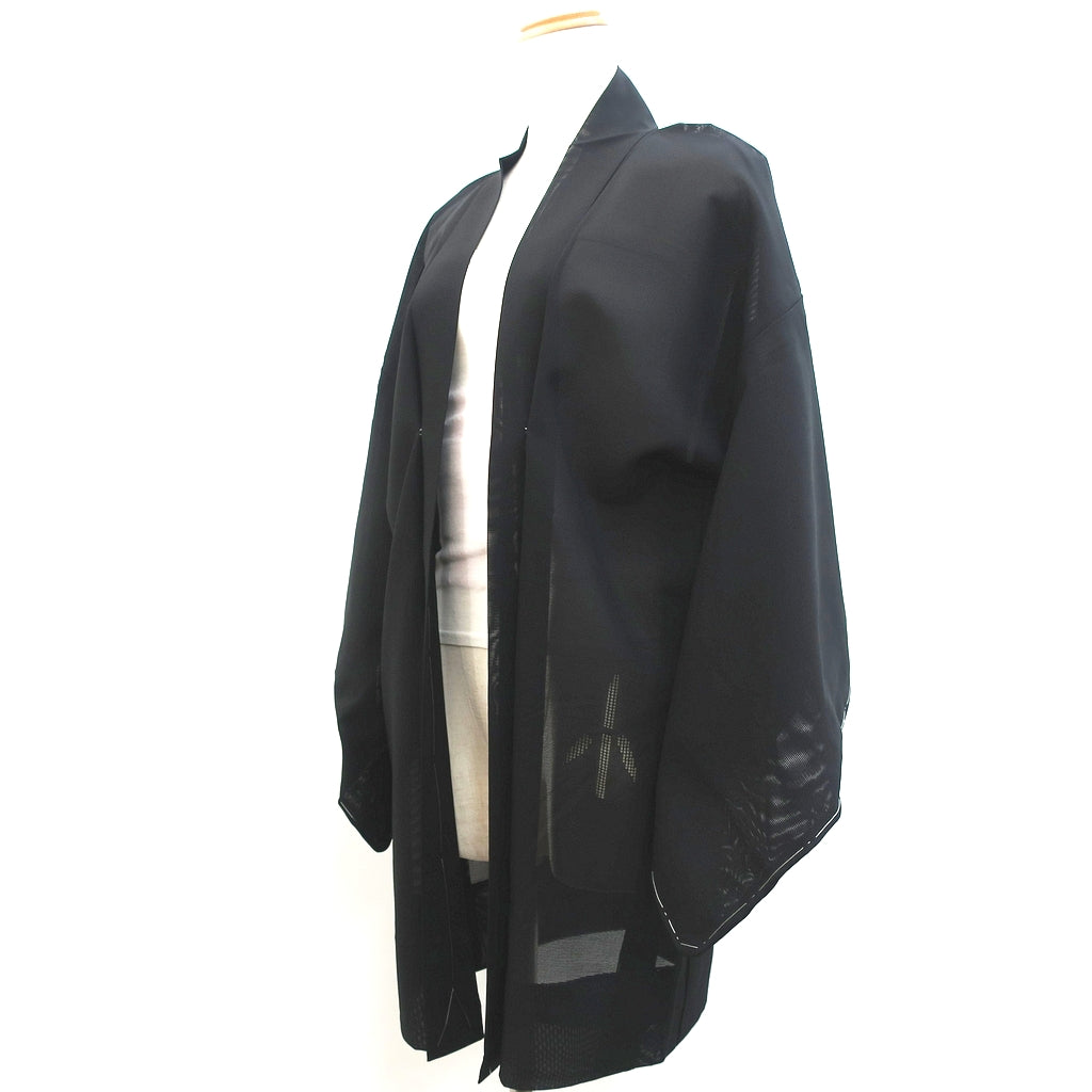 Haori Jacket Vintage(1950-1980) Black See-Through Bamboo Silk #9030D1
