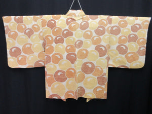Haori Jacket Vintage(1950-1980) Yellow Brown Full Shibori Manjyugiku Silk #8097A2